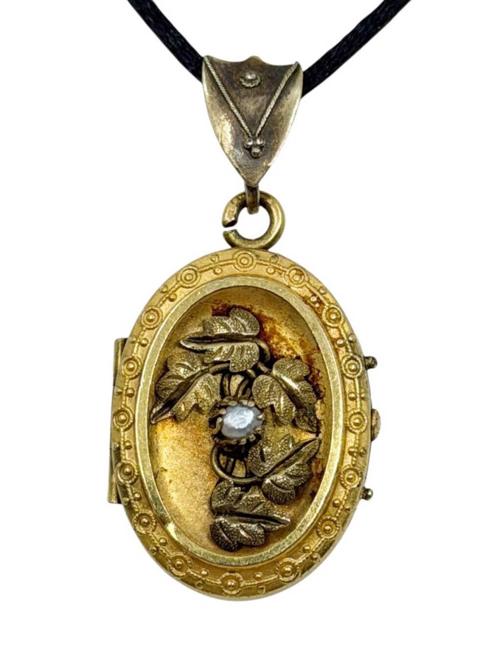 Victorian Gold Filled pearl locket pendant - GM1262